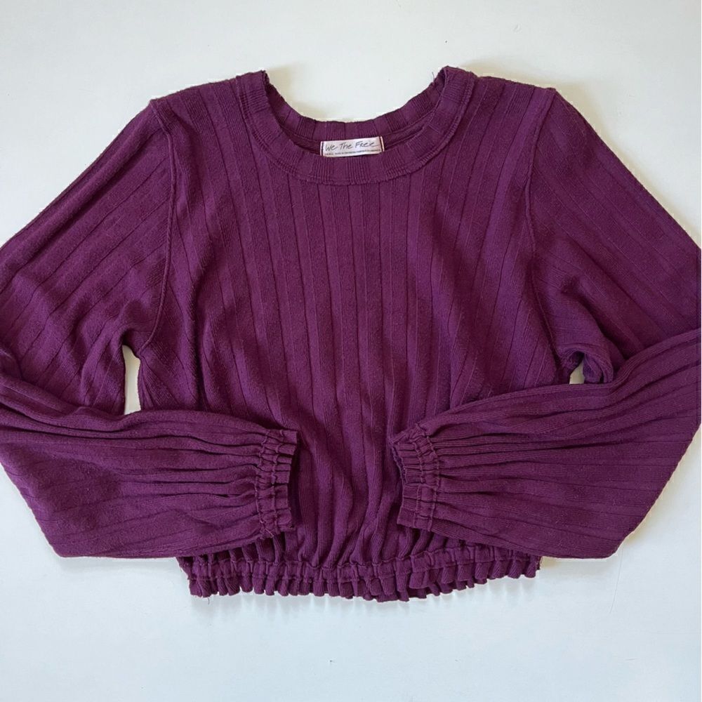 Free People Purple Knit Ribbed Long Sleeve Small